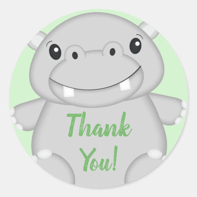 Sticker Rond Baby shower Hippo (Devant)