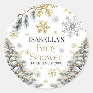 Sticker Rond Baby shower hiver