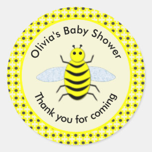 Sticker Rond Baby shower jaune mignon de neutre de genre