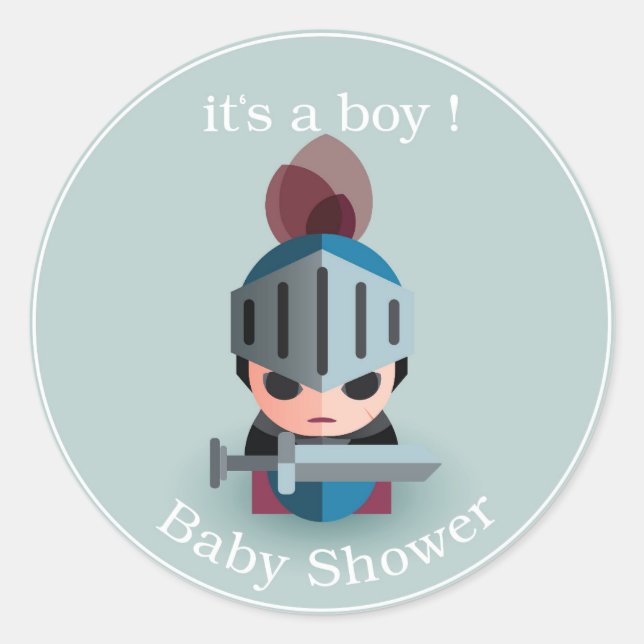 Sticker Rond Baby shower Knight Boy (Devant)