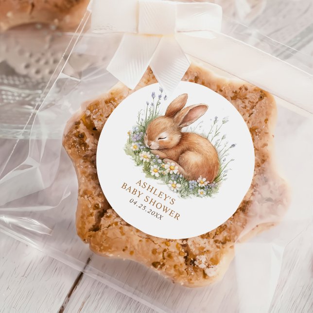 Sticker Rond Baby shower Lapin Floral Lapin (Créateur téléchargé)