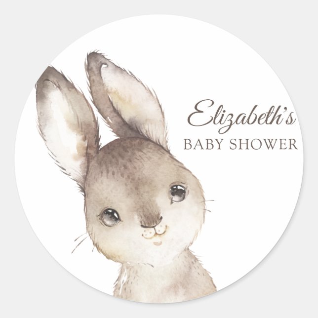 Sticker Rond Baby shower lapin lapin bébé (Devant)