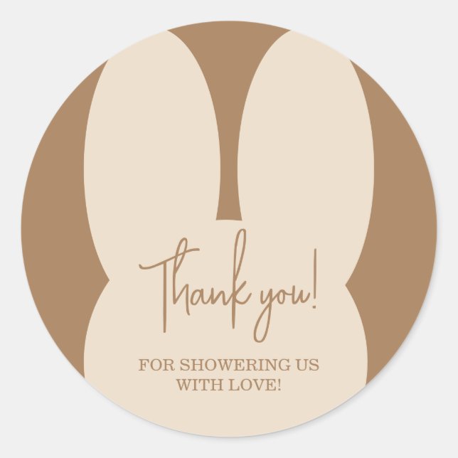 Sticker Rond Baby shower lapin simple merci (Devant)