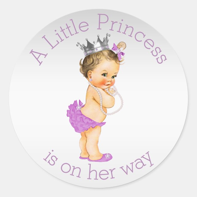 Sticker Rond Baby shower Lilac Little Princess (Devant)