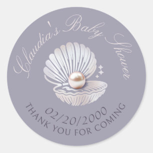 Sticker Rond Baby shower Little Pearl