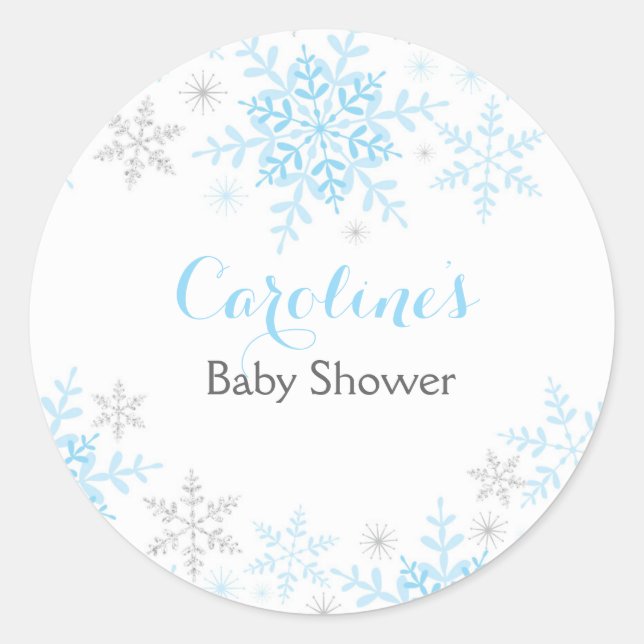 Sticker rond Baby shower Little Snowflake (Devant)