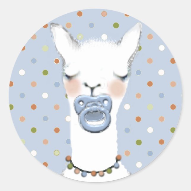 Sticker Rond Baby shower Llama (Devant)