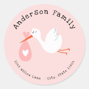 Sticker Rond Baby shower longue distance par adresse postale Sc