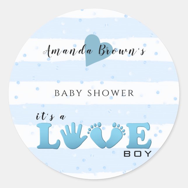 Sticker Rond Baby shower Love Baby Boy (Devant)