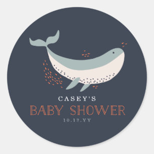 Sticker Rond Baby shower Marine Life