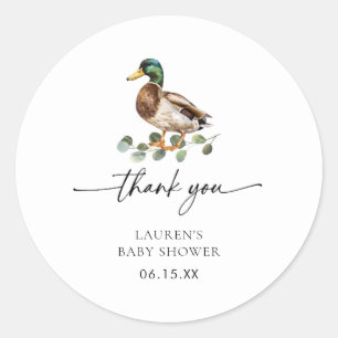 Sticker Rond Baby shower Merci Mallard Duck