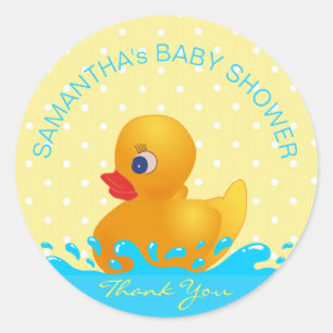 Sticker Rond Baby shower mignon en caoutchouc bleu jaune