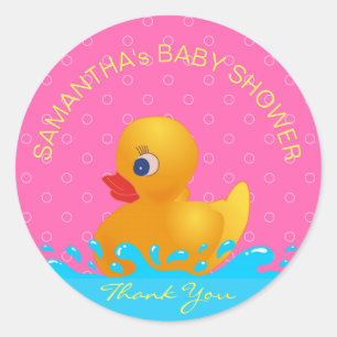 Sticker Rond Baby shower mignon en caoutchouc rose bleu jaune