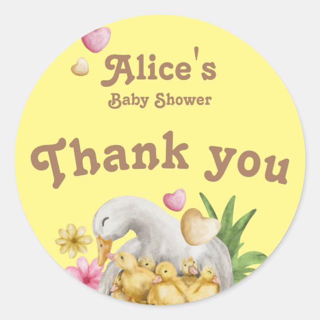 Sticker Rond Baby shower mignon maman et bébé neutre (Devant)
