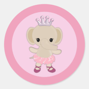 Sticker Rond Baby shower mignon TTC #10 du TU TU d'éléphant d