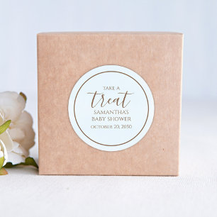 Sticker Rond Baby shower mignonne Calligraphie Script Blue Trea