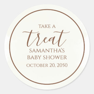 Sticker Rond Baby shower mignonne Calligraphie Script Crème tra