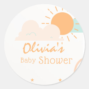 Sticker Rond Baby shower minimal Pastel