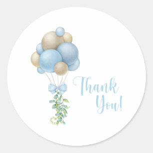 Sticker Rond Baby shower minimaliste Bleu Bleu Garçon