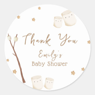 Sticker Rond Baby shower minimaliste Boho S'more Fun Stars