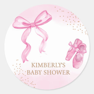 Sticker Rond Baby shower minimaliste de chaussures Ballerina Bo
