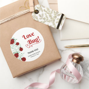 Sticker Rond Baby shower minimaliste Love Bug