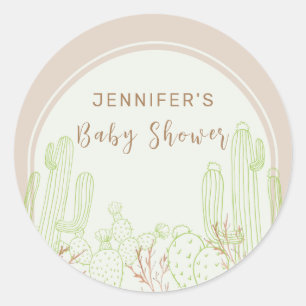 Sticker Rond Baby shower minimaliste neutre à arche de Boho Cac