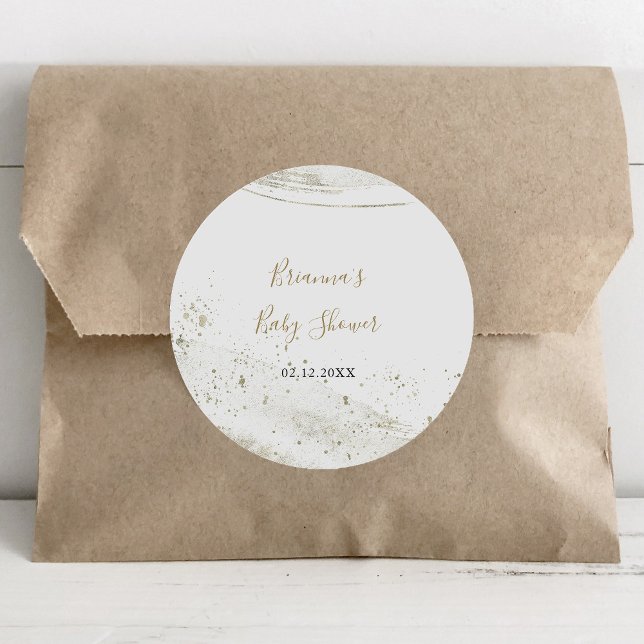 Sticker Rond Baby shower minimaliste Or Simple Favoriser (Créateur téléchargé)