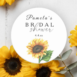 Sticker Rond Baby shower minimaliste tournesol 