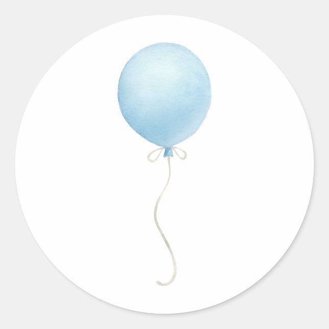 Sticker Rond Baby shower moderne Blue Balloon Boy (Devant)