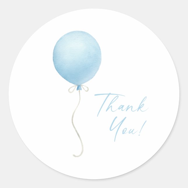 Sticker Rond Baby shower moderne Blue Balloon Boy (Devant)