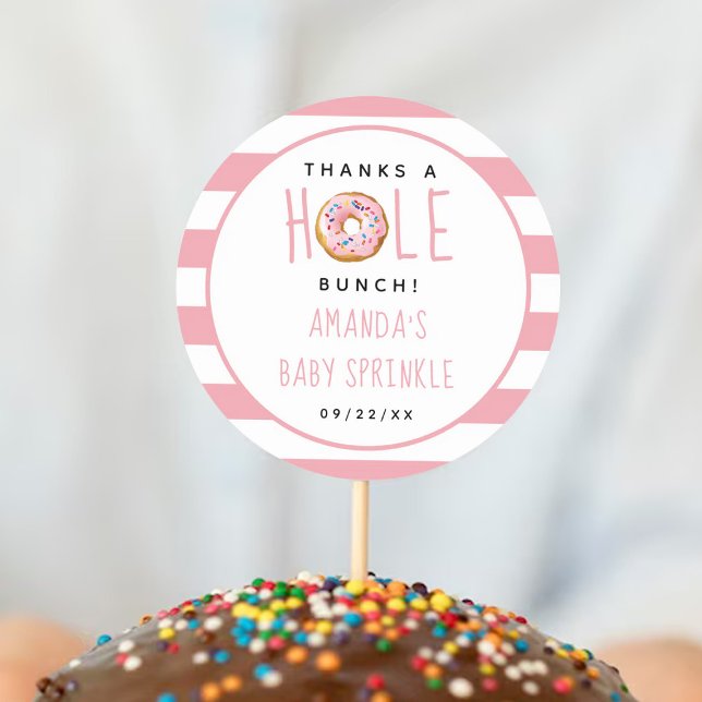 Sticker Rond Baby shower moderne Filles de Donut Saupoudrer Mer (Créateur téléchargé)