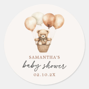 Sticker Rond Baby shower moderne Teddy Bear Genre Neutre