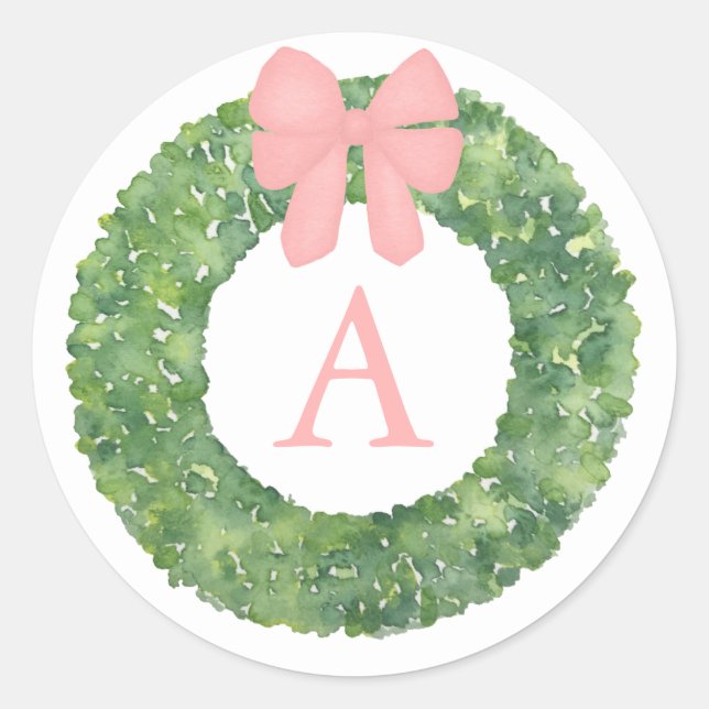 Sticker Rond Baby shower Monogramme Enveloppe Phoques bébé rose (Devant)