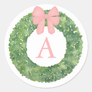 Sticker Rond Baby shower Monogramme Enveloppe Phoques bébé rose