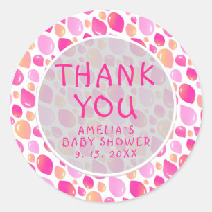 Sticker Rond Baby shower Motif de bimbo rose Balloon