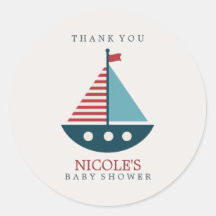 Sticker Rond Baby shower nautique