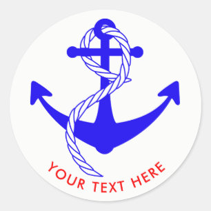 Sticker Rond Baby shower Nautique Garçons mignon marin Bleu