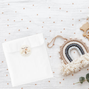 Sticker Rond Baby shower neutre à ours mou