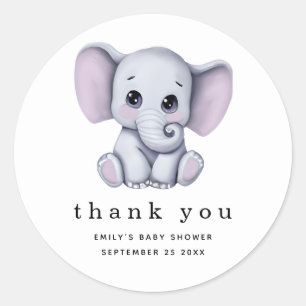 Sticker Rond Baby shower neutre pour les femmes éléphantes Merc