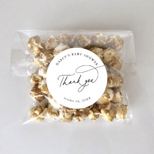 Sticker Rond Baby shower noir blanc moderne