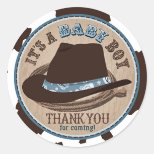 Sticker Rond Baby shower occidental de casquette de Stetson de