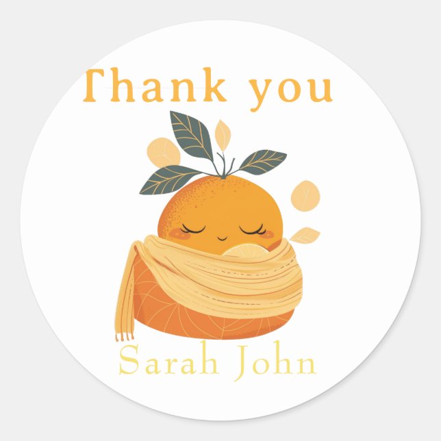 Sticker Rond baby shower orange (Devant)