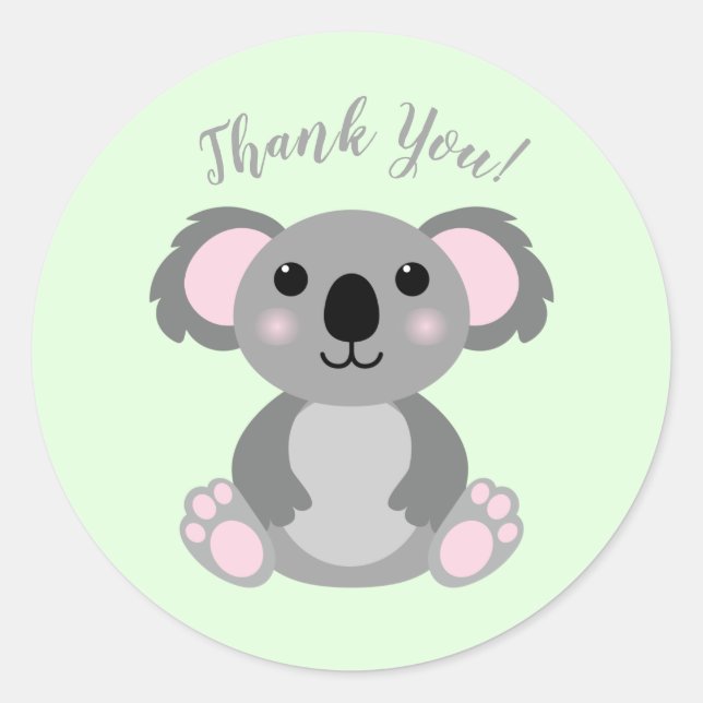 Sticker Rond Baby shower Ours de Koala (Devant)