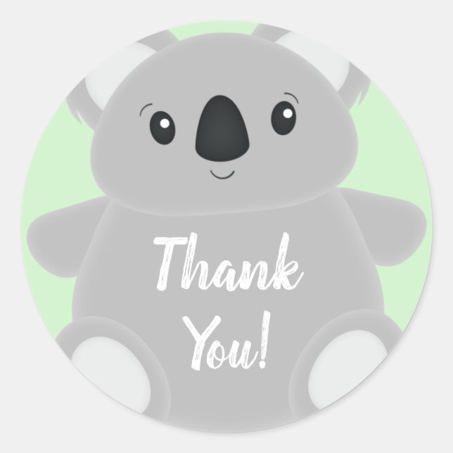 Sticker Rond Baby shower Ours de Koala (Devant)