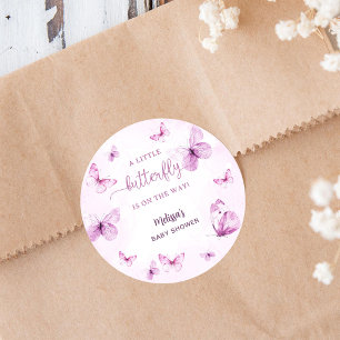 Sticker Rond Baby Shower Papillon
