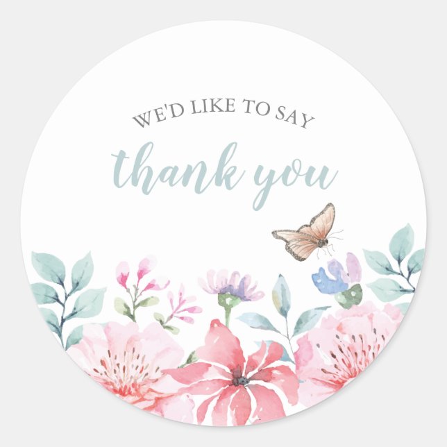 Sticker rond Baby shower papillon classique (Devant)