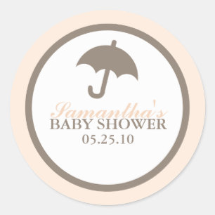 Sticker Rond Baby shower parapluie
