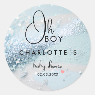 Sticker Rond Baby shower parties scintillant