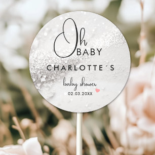 Sticker Rond Baby shower parties scintillant